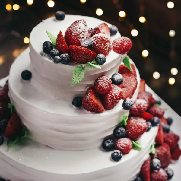 Torta de bodas con frutos rojos